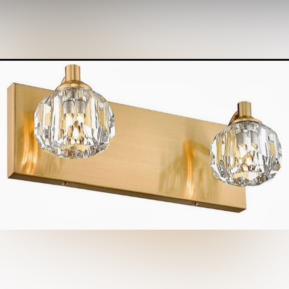 VANITY LIGHT DUAL CRYSTAL LIGHTS GOLD FINISH - Picture 7 of 9